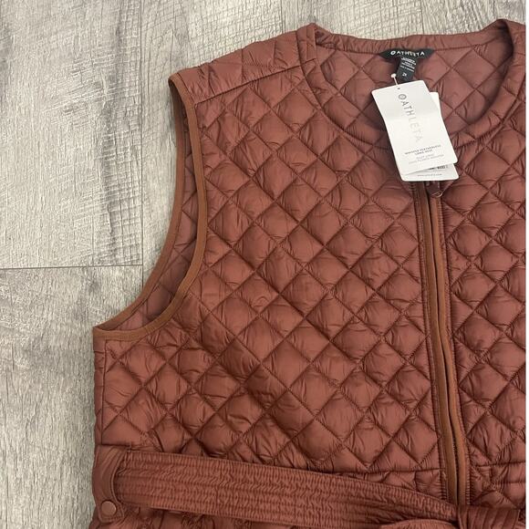 Athleta Featherless Long Vest Mahogany Brown Quilted Puffer - Picture 4 of 8